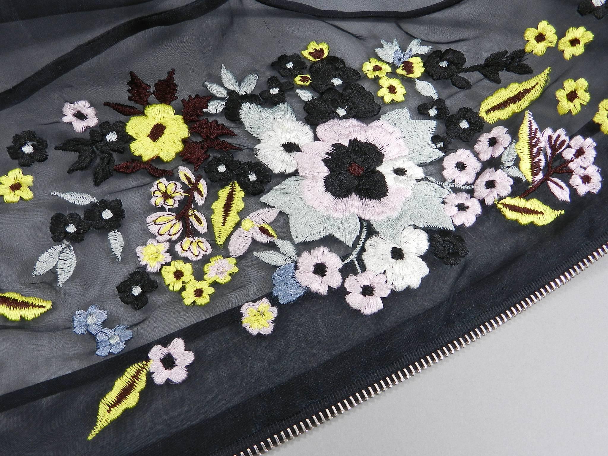 Erdem Danni Sheer Organza Silk Embroidered Bomber Jacket 3