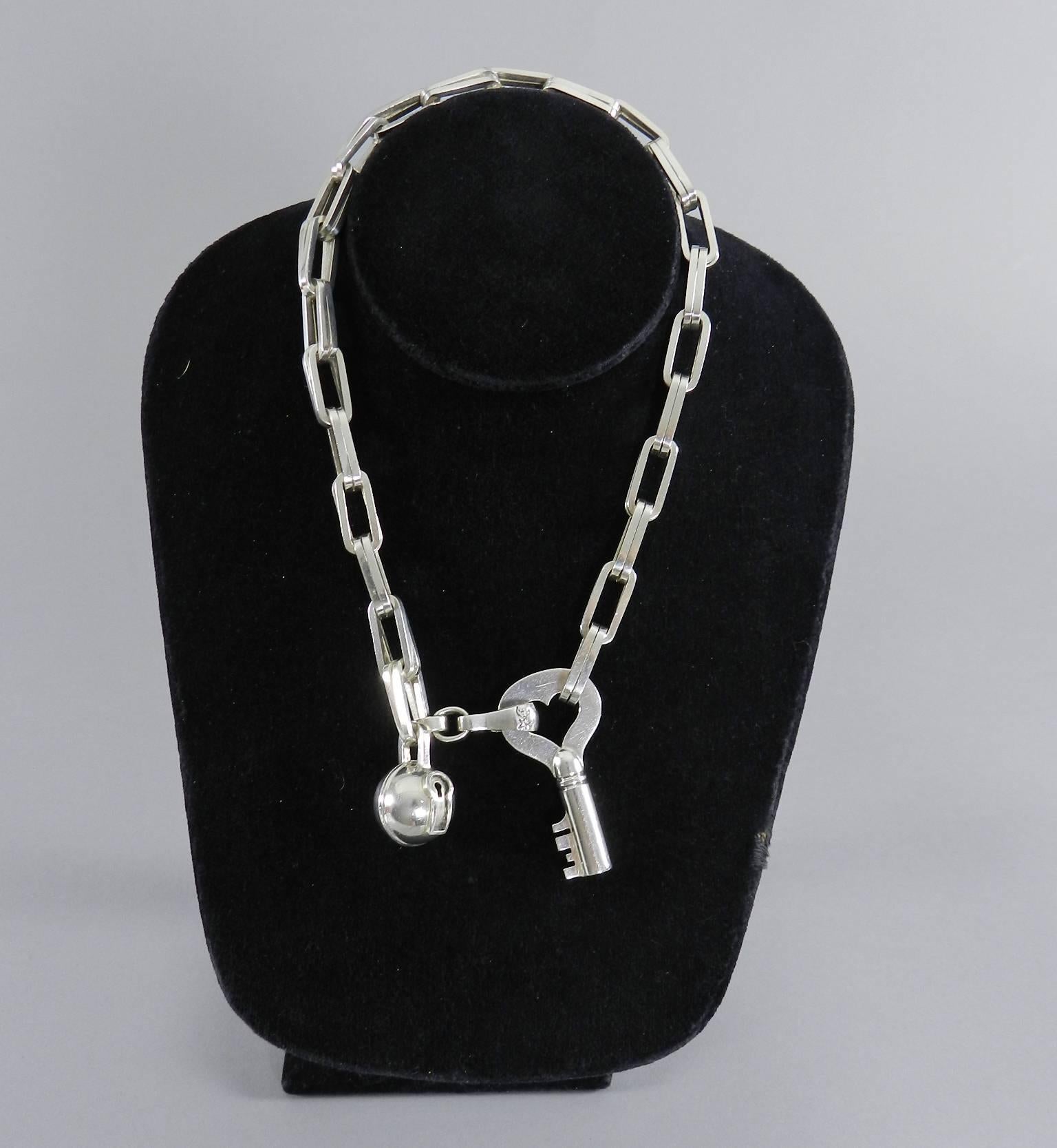 Barry Kieselstein Cord Sterling Vintage 2002 Key and Lock Necklace In Excellent Condition In Toronto, ON