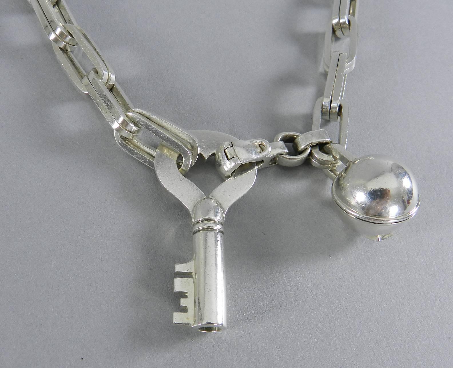 Barry Kieselstein Cord Sterling Vintage 2002 Key and Lock Necklace 3