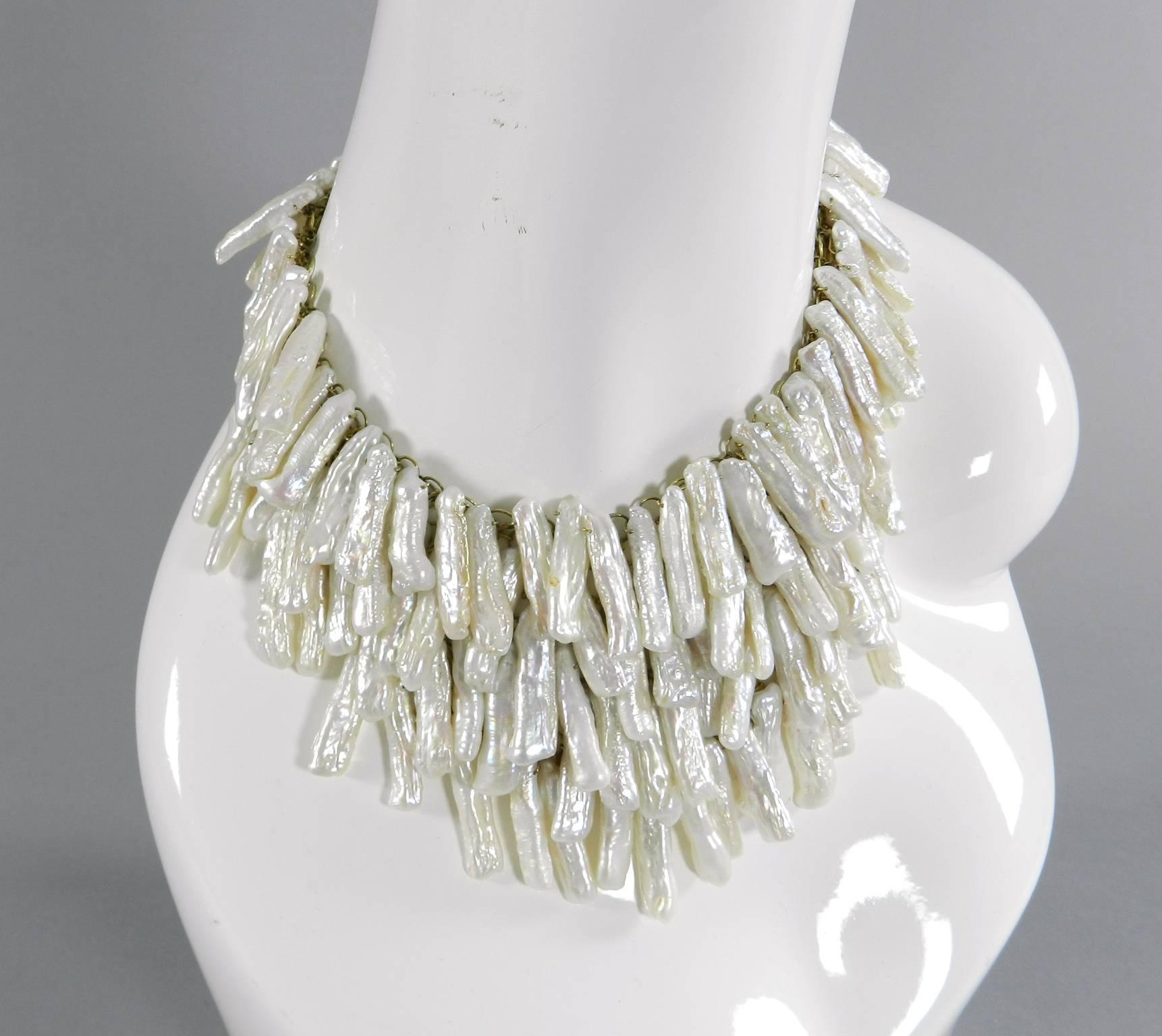 Eileen Coyne Long Biwa Freshwater Pearl Layered Bib Necklace 2