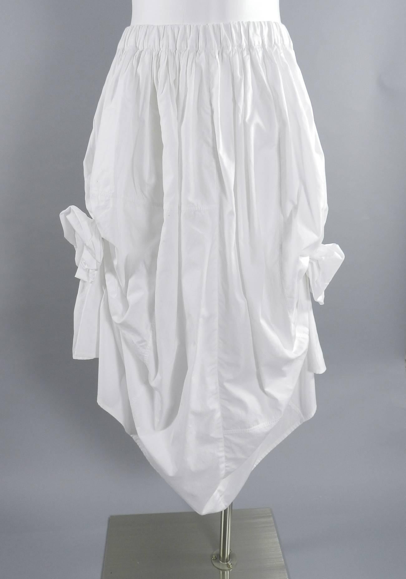 Comme des Garcons White Cotton Skirt with Rosettes 4