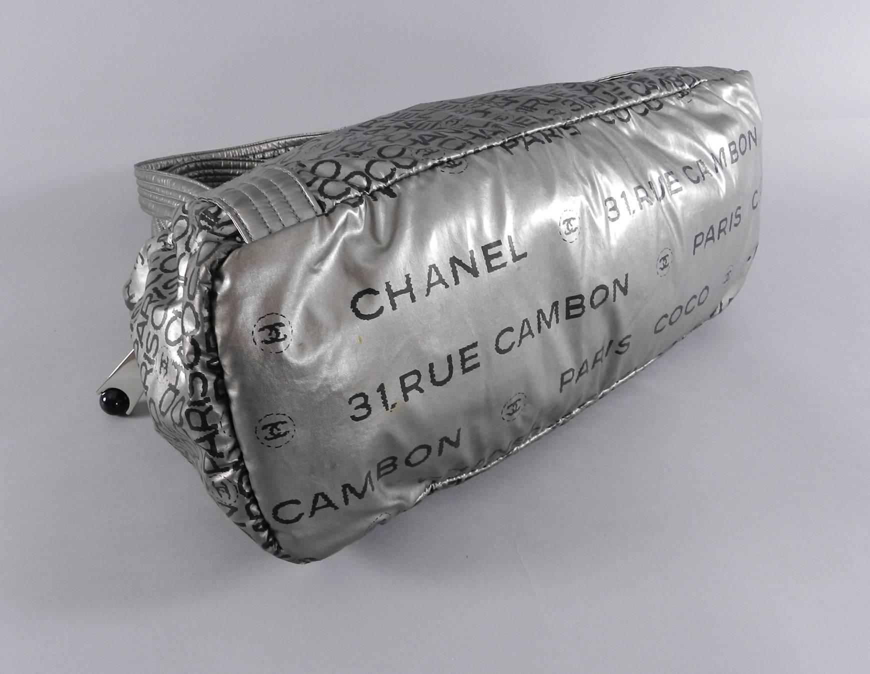 Chanel 2009 Unlimited Silver 3pc Travel Set - Garment bag, purse, makeup 5