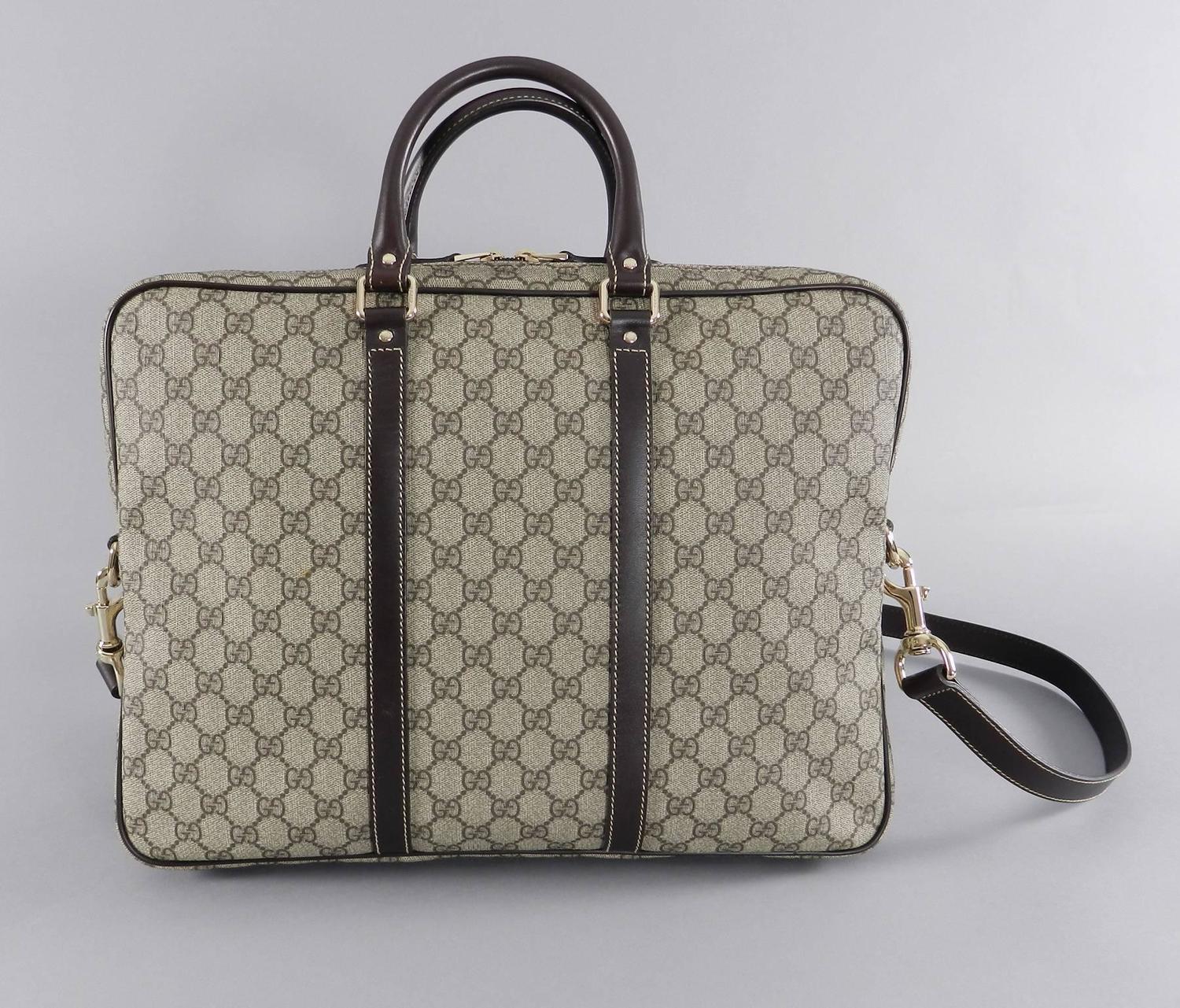 Gucci Supreme Monogam Briefcase / Laptop Messenger Bag For Sale at 1stdibs