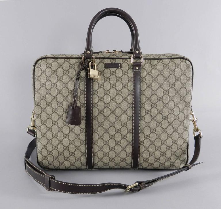 Gucci Supreme Monogam Briefcase / Laptop Messenger Bag at 1stdibs