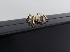 Charlotte Olympia Pandora Black Perspex Clutch Bag w Rhinestone Spider