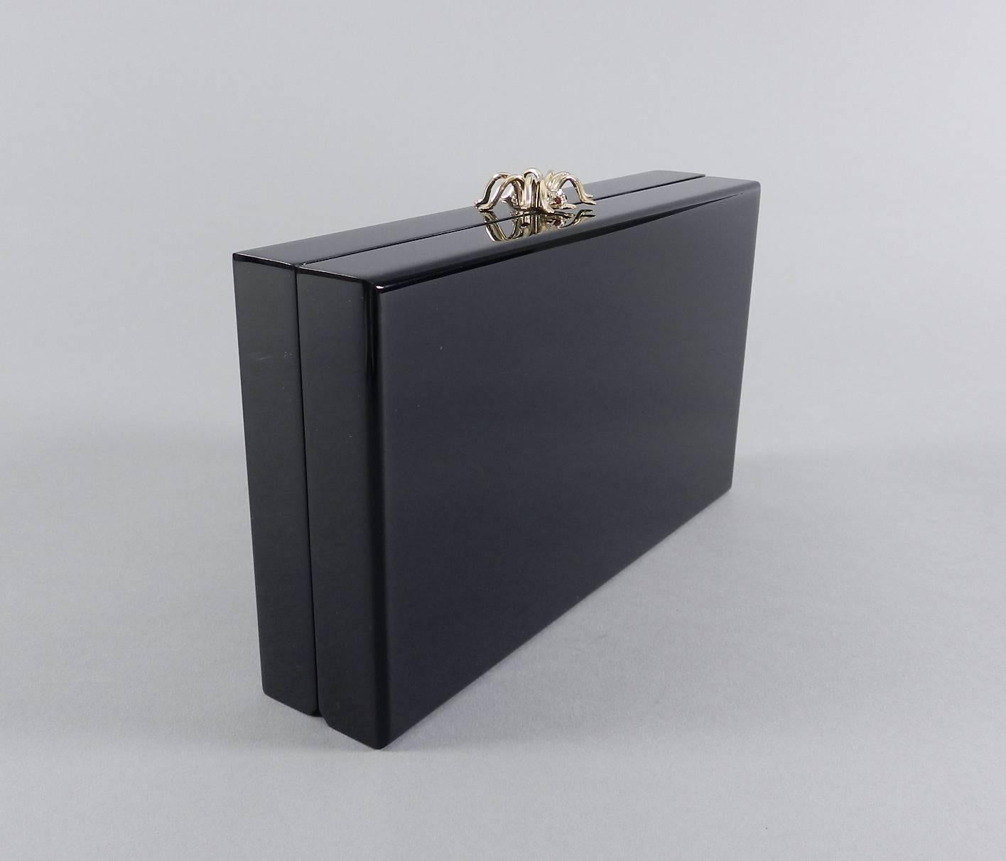Charlotte Olympia Pandora Black Perspex Clutch Bag w Rhinestone Spider 3