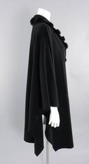 Givenchy Vintage Black Wool Cape with Mink Trim