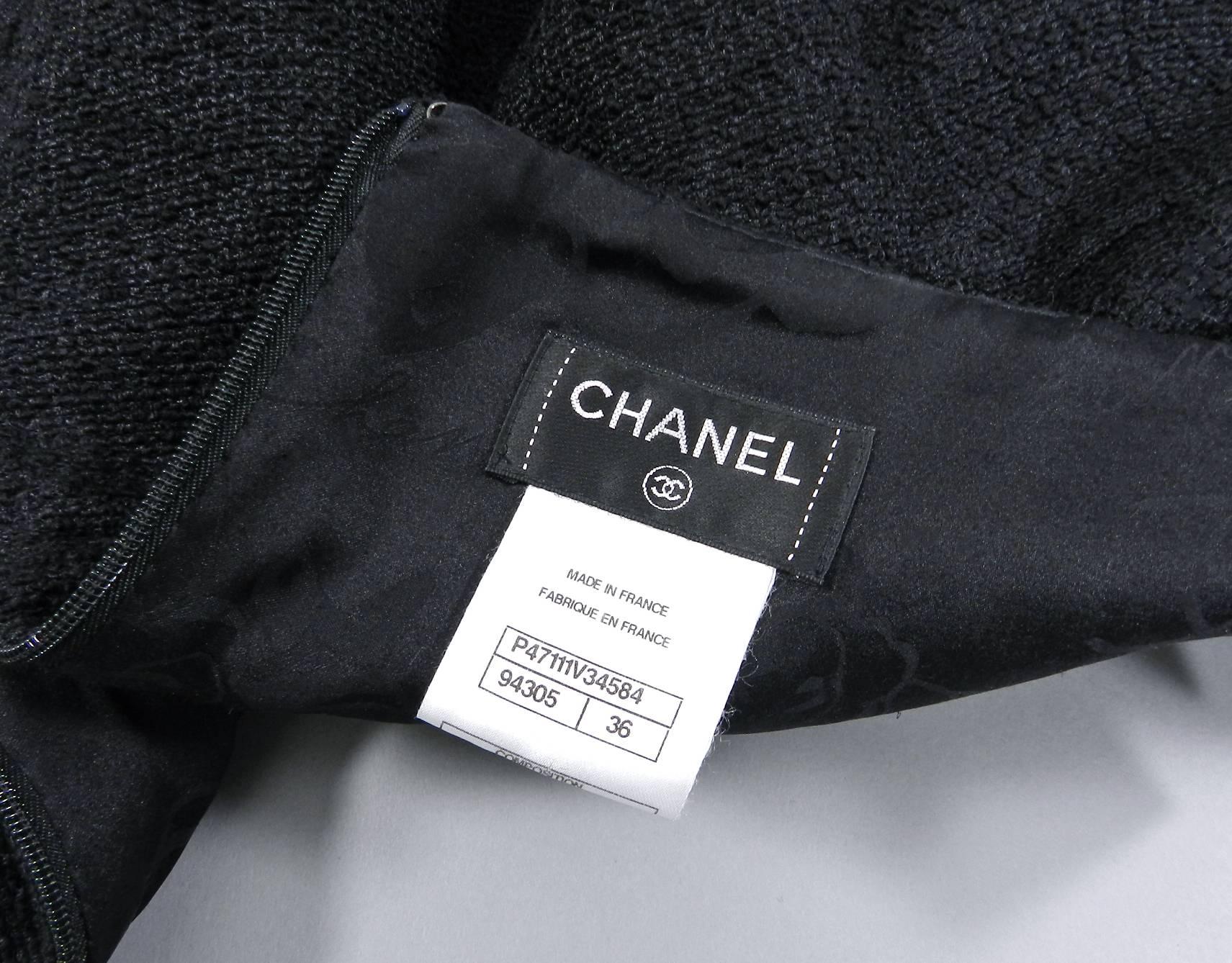 Chanel 13A Black wool Runway Skirt with Silver Zipper Detail 5