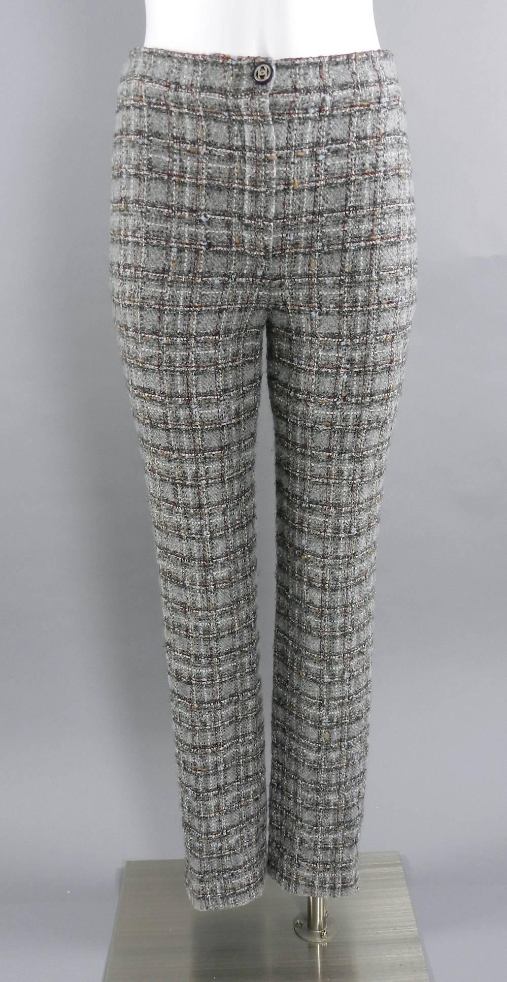 Women's Chanel 13B Grey Tweed Dress Coat and Pants Suit