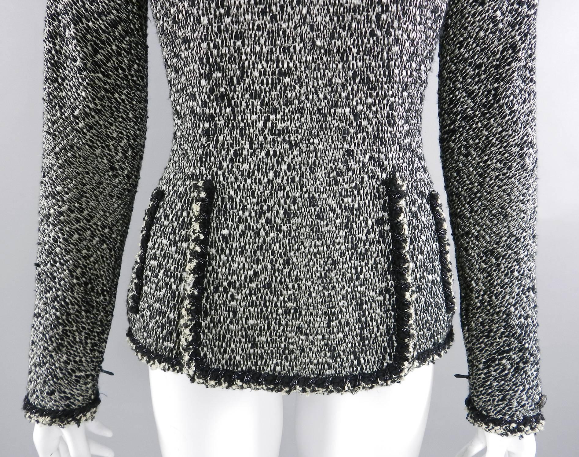 Chanel 11A Black and Ivory Long Sleeve Runway Top 2
