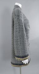 Chanel Grey Chunky Knit Sweater Coat