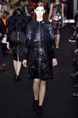 Erdem Kayleigh Black Pailette and Silk Satin Evening Coat