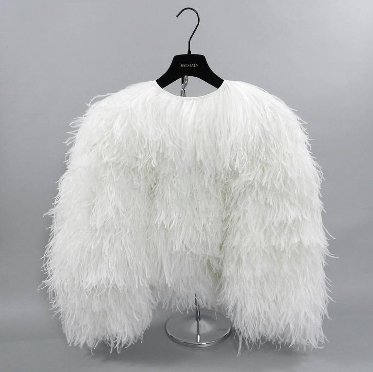 Balmain White Ostrich Feather Evening Jacket / Top at 1stDibs ostrich