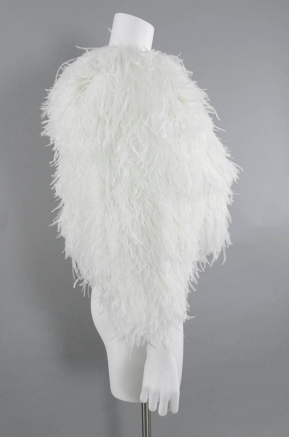 Balmain White Ostrich Feather Evening Jacket / Top at 1stdibs