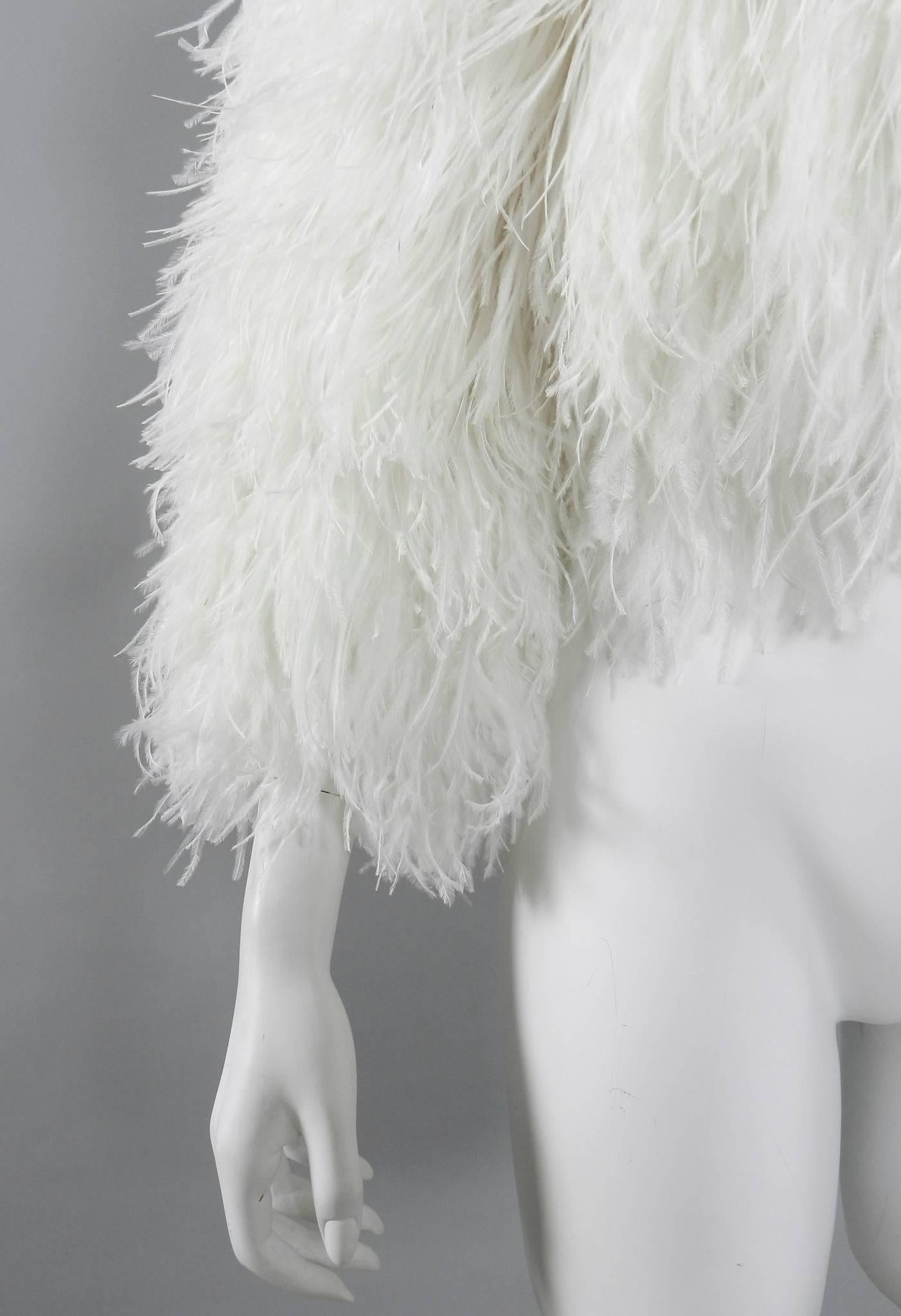 white ostrich feather jacket