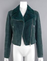 Alaia Green Shearling Motorcycle Jacket