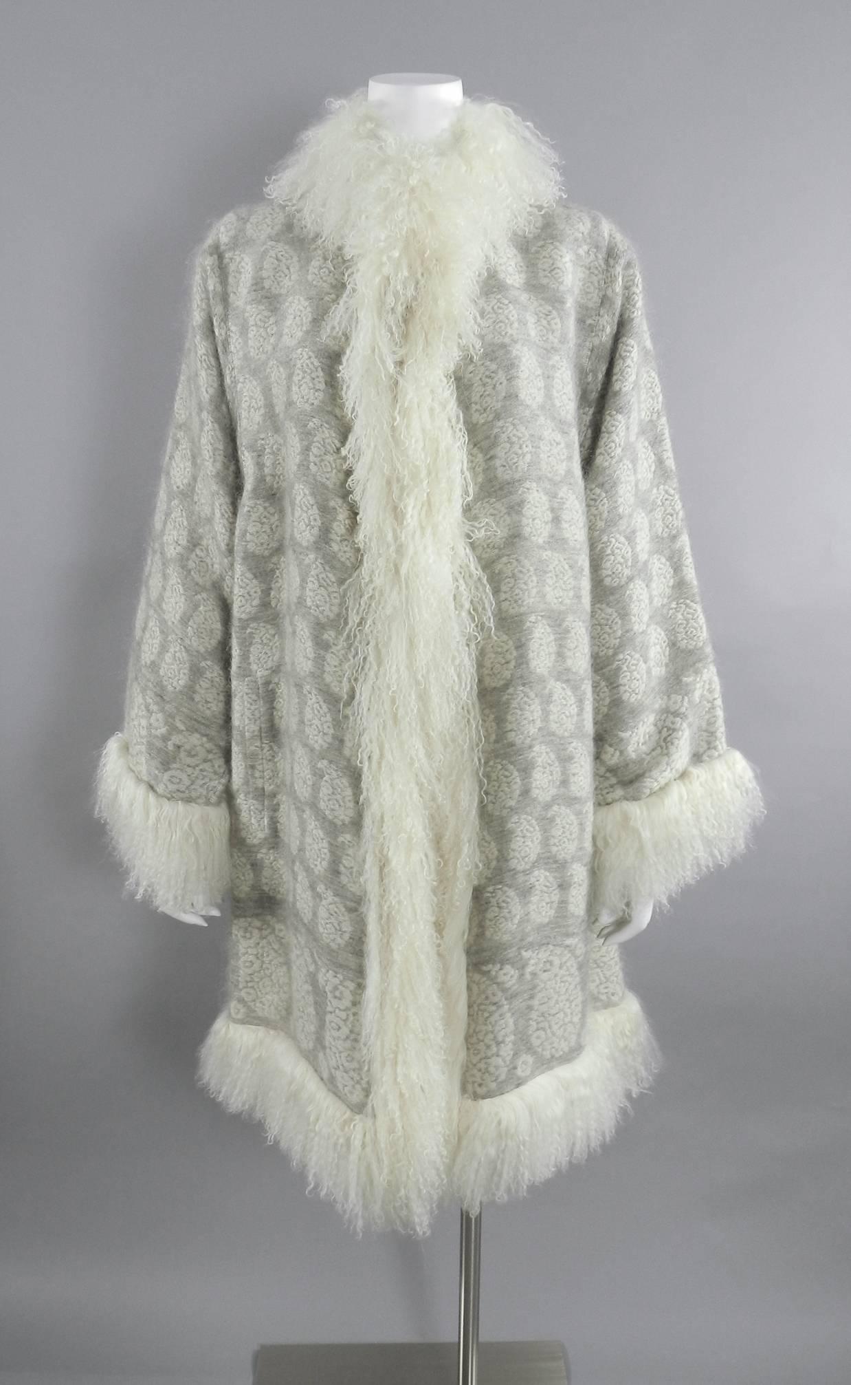 Pierre Balmain Haute Couture by Oscar de la Renta Mongolian Fur Sweater Coat 2