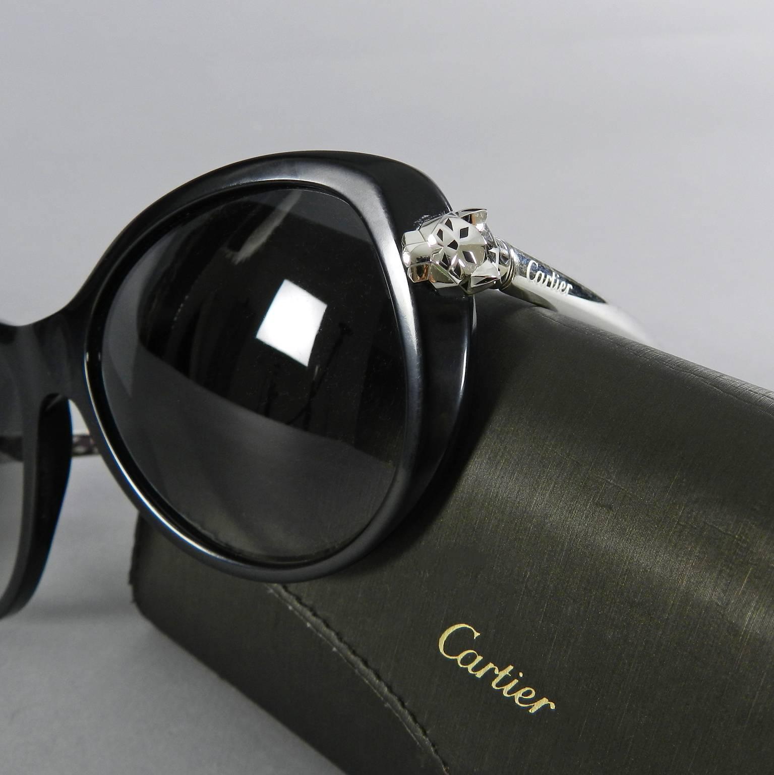 Women's Cartier Panthere Wild Collection Black Sunglasses