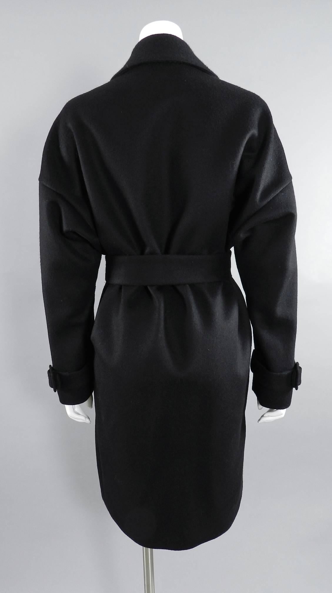 Mugler Black Wool Belted Coat 1