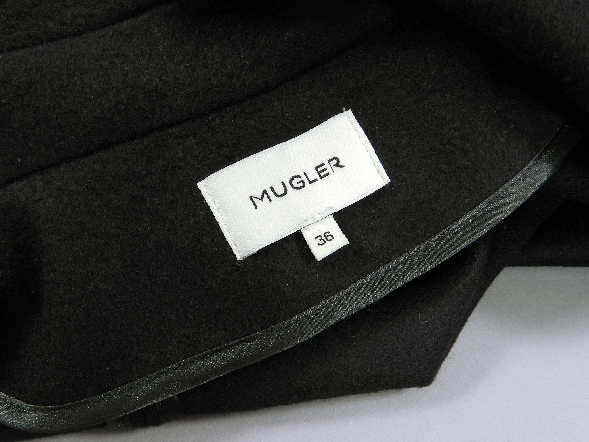 Mugler Black Wool Belted Coat 2