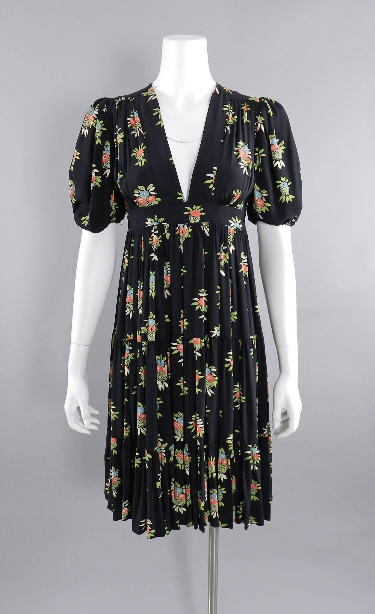 1970's Vintage Ossie Clark for Radley with Celia Birtwell Print Boho Dress 4