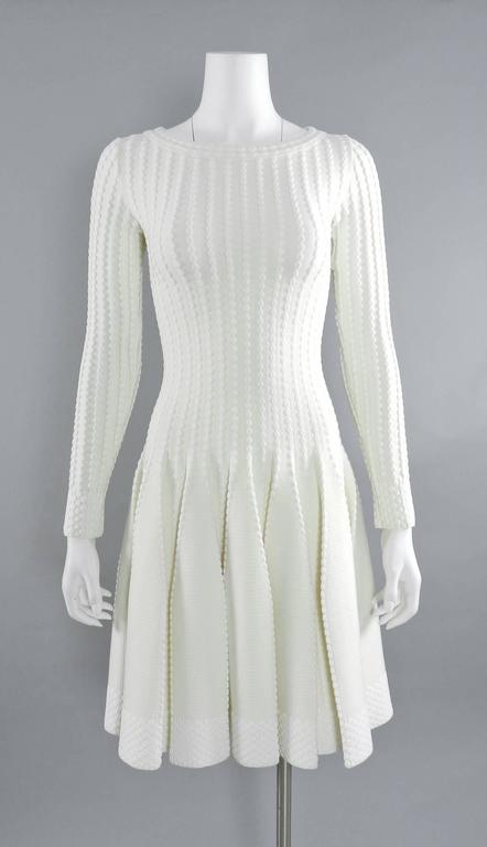 sachin and babi light blue dress ALAIA Winter White / Ivory Long Sleeve Bodycon Fit and Flare Dress at  1stDibs