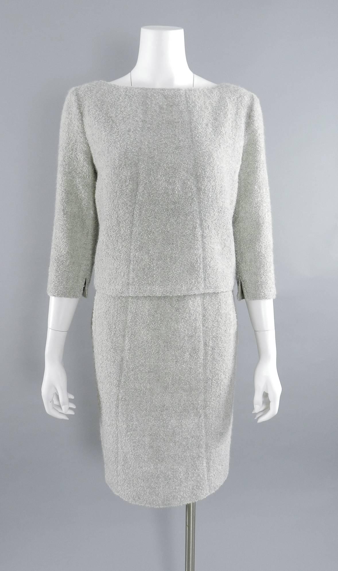 Pierre Balmain Haute Couture by Oscar de la Renta Winter 2000 Grey Skirt Suit 5