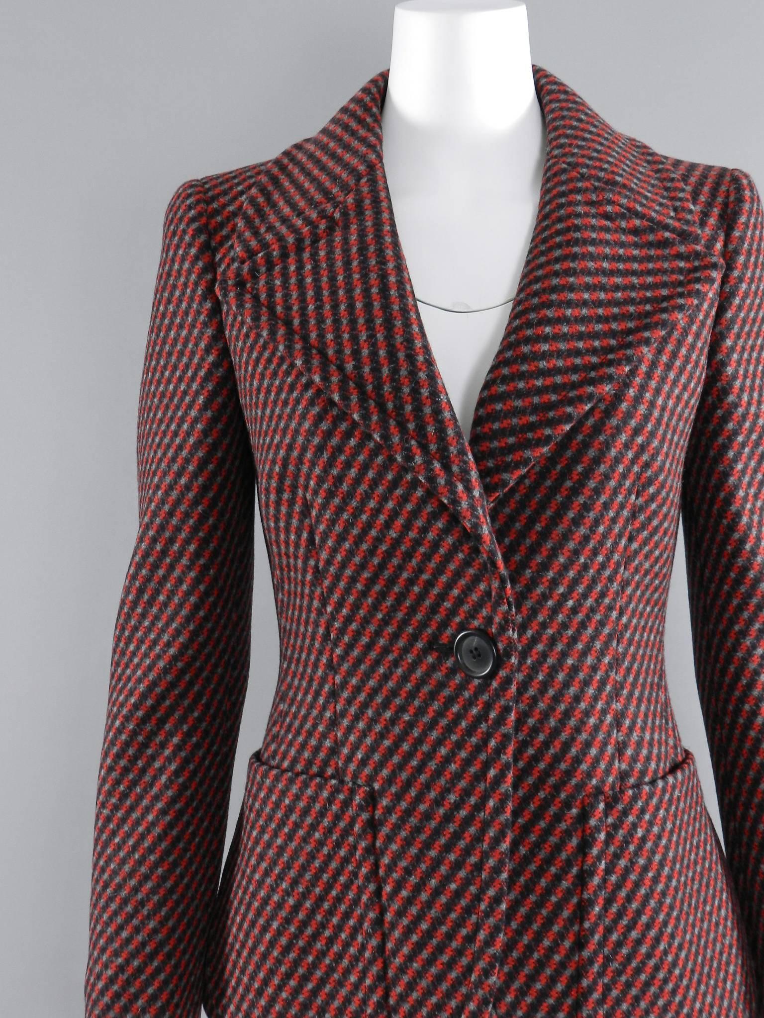 Black PRADA fall 2014 red / grey / black Fitted Wool Blazer / Jacket