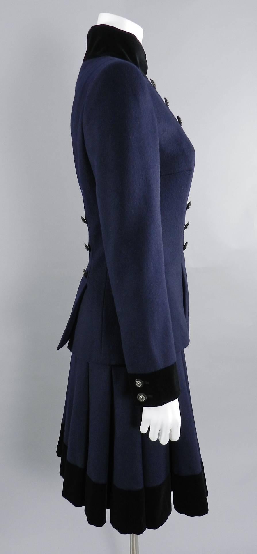 Black Chanel 2014 pre-fall paris dallas runway collection navy wool Military Jacket