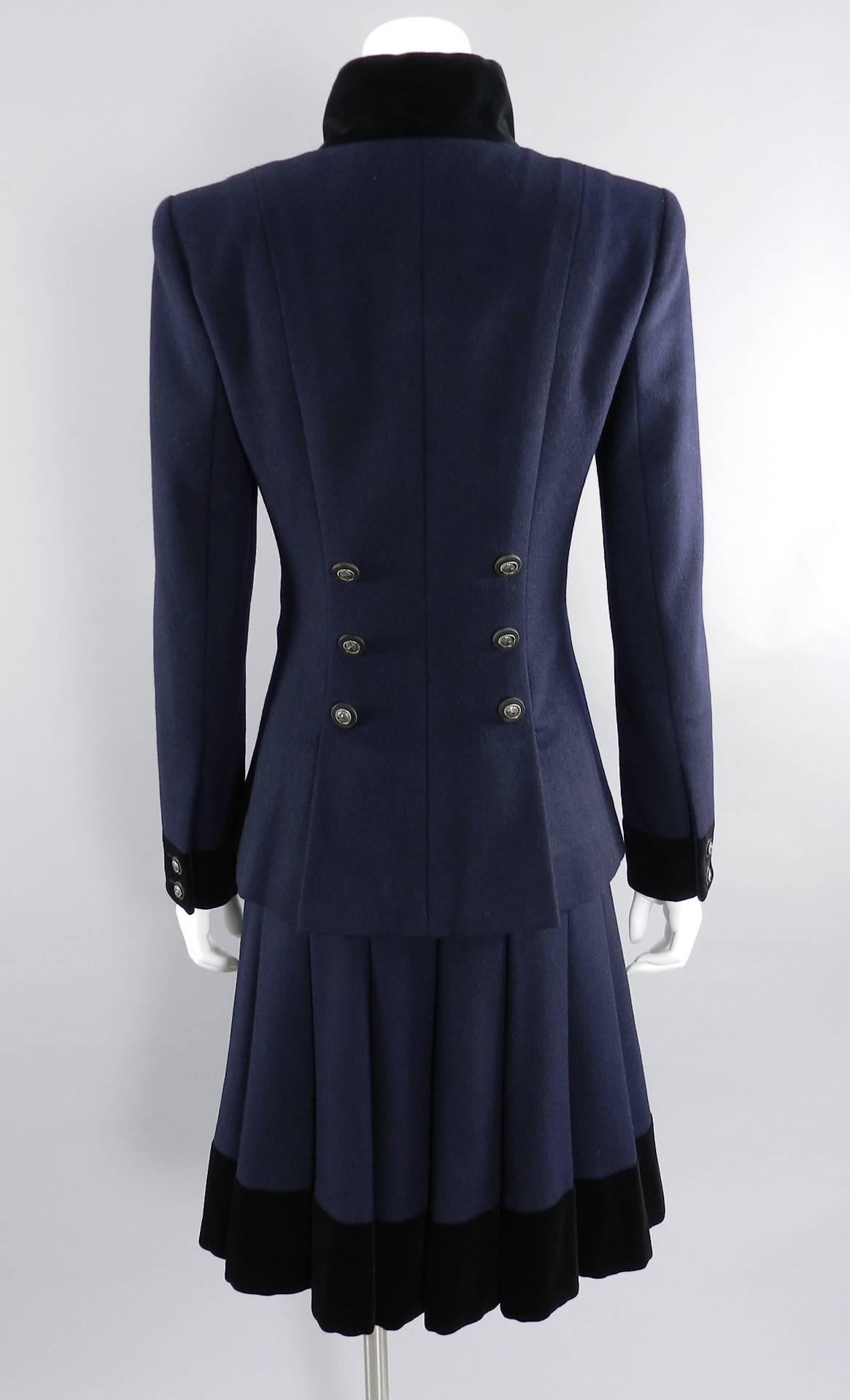 Chanel 2014 pre-fall paris dallas runway collection navy wool Military Jacket In New Condition In Toronto, ON