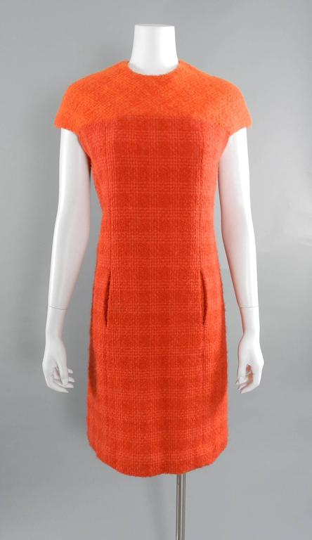 Norman Hartnell Vintage Orange Wool Dress and Jacket Suit, early 1960s ...