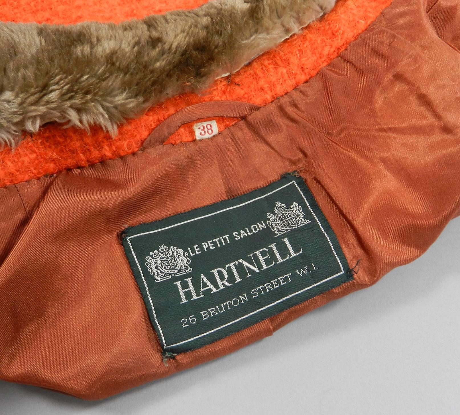 Norman Hartnell Vintage Orange Wool Dress and Jacket Suit, early 1960s  2