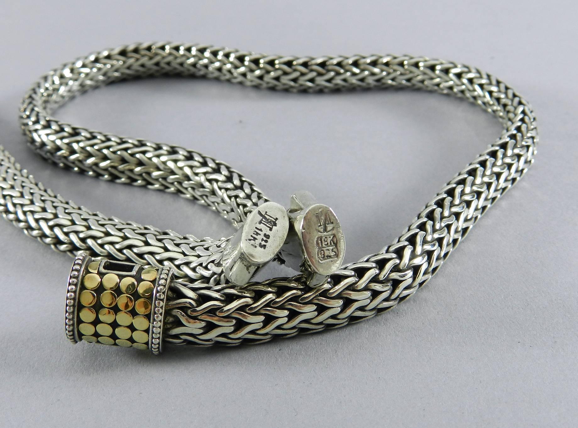 John Hardy Sterling Silver Classic Woven 18k Necklace and Bracelet Set 10.5 mm 2