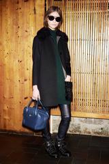 Louis Vuitton Pre-Fall 2014 Green Cashmere Sweater Dress with Lamb Fur Trim