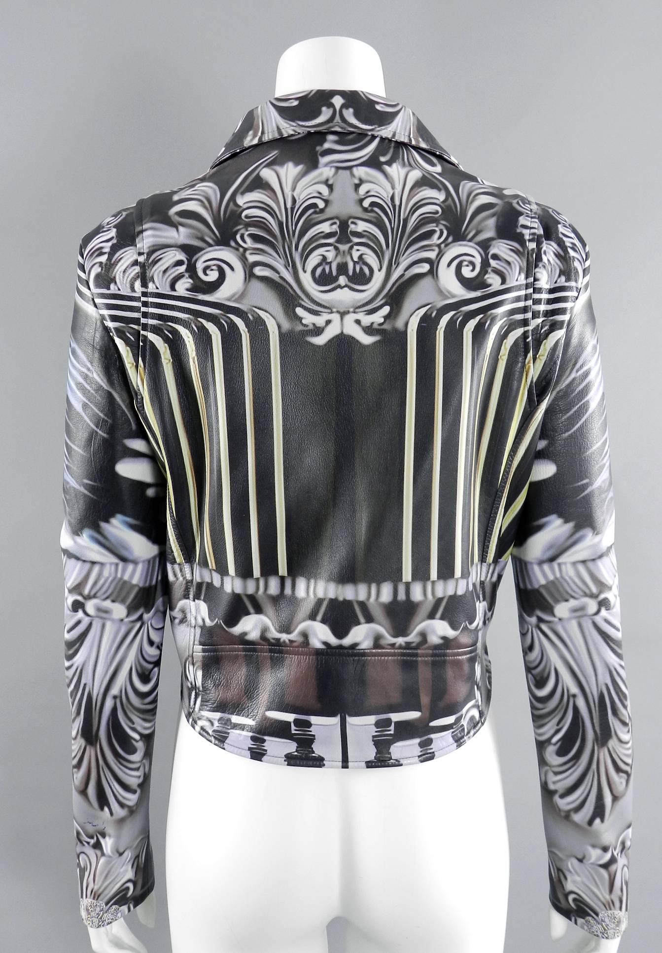 Gray Mary Katrantzou Photoprint Leather Biker Jacket