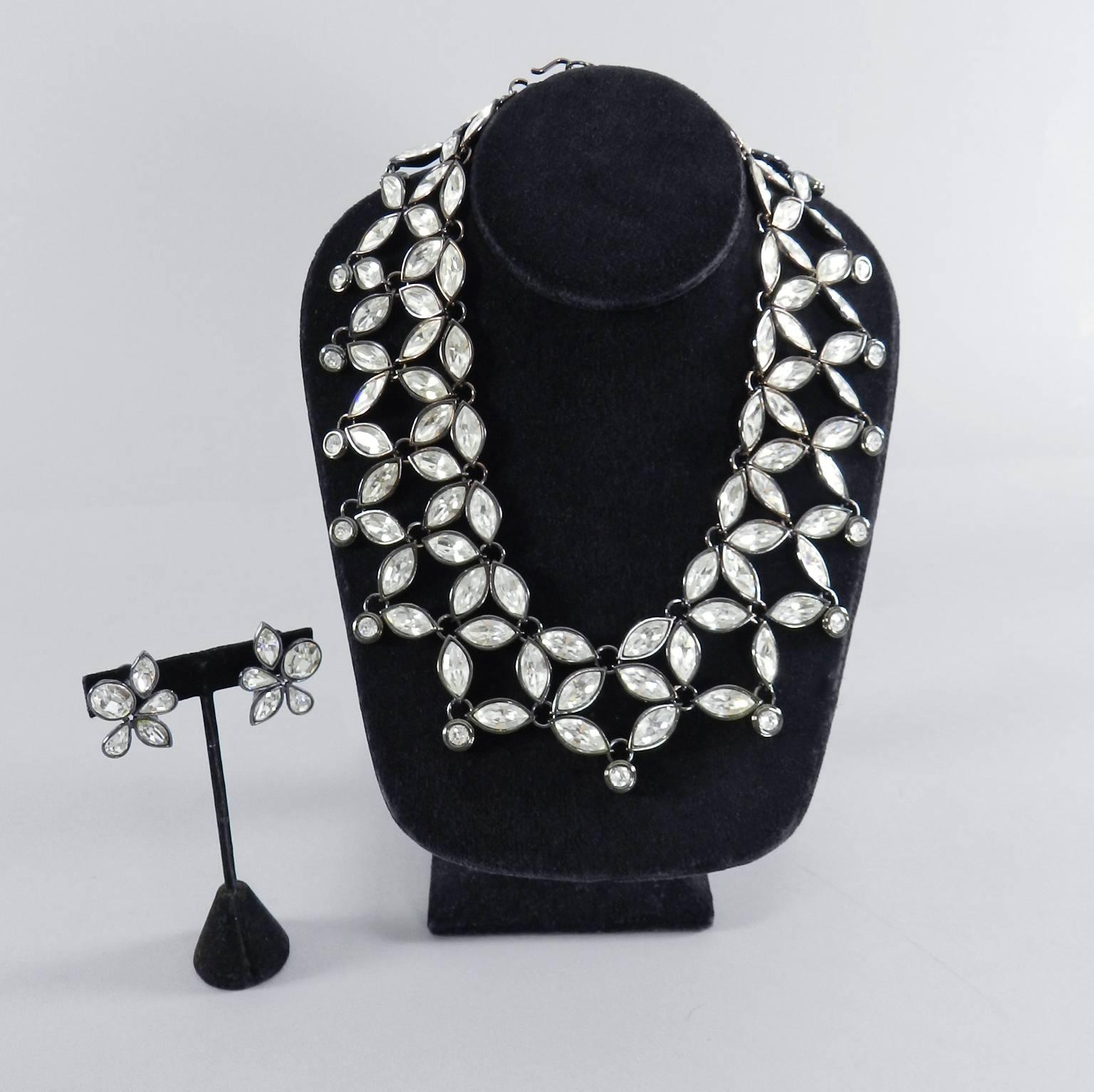 YSL Yves Saint Laurent Vintage Limited Edition Numbered Rhinestone Bib Necklace  In Excellent Condition In Toronto, ON