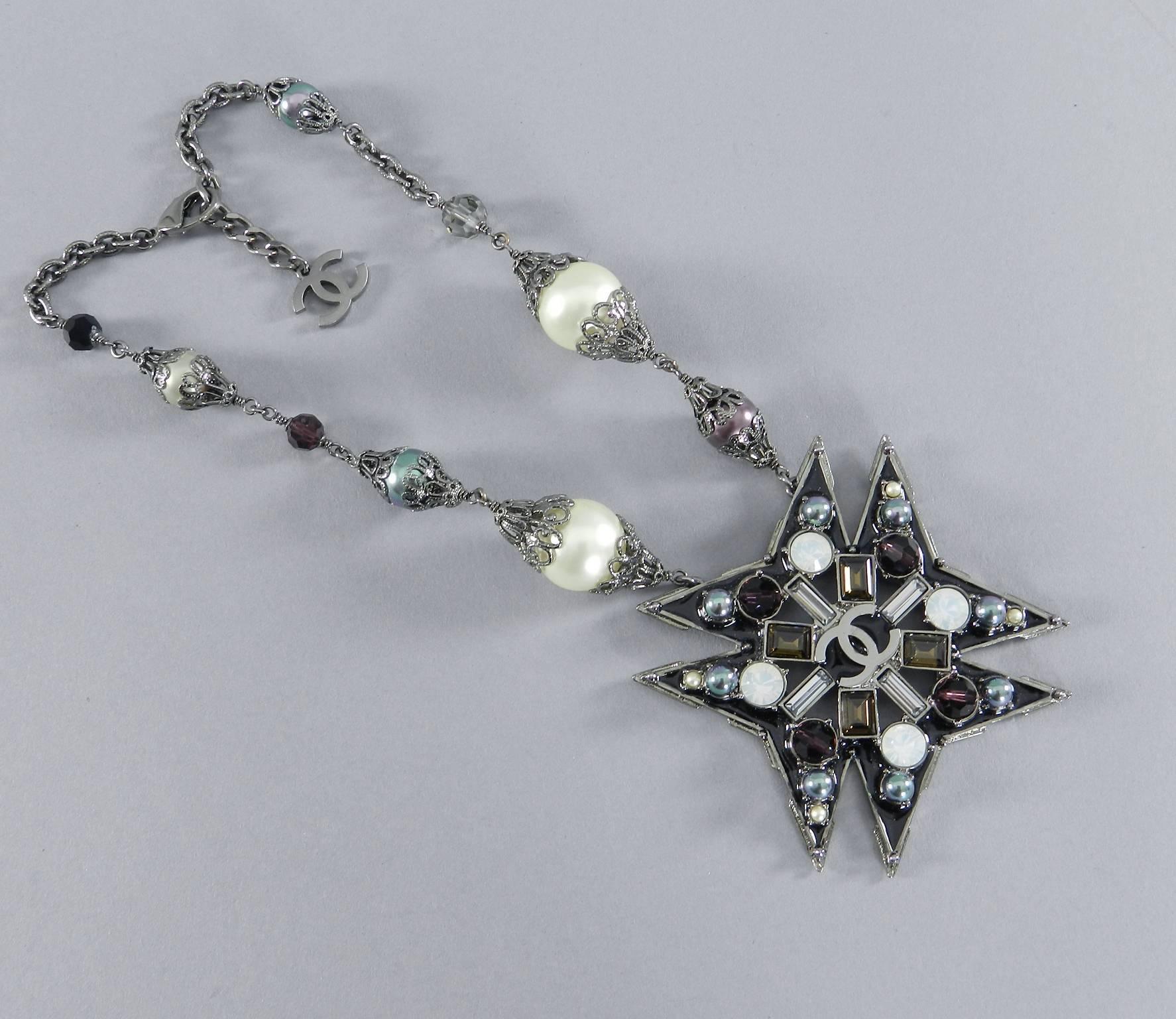 Chanel 05C Maltese Cross Necklace with Pearls 3