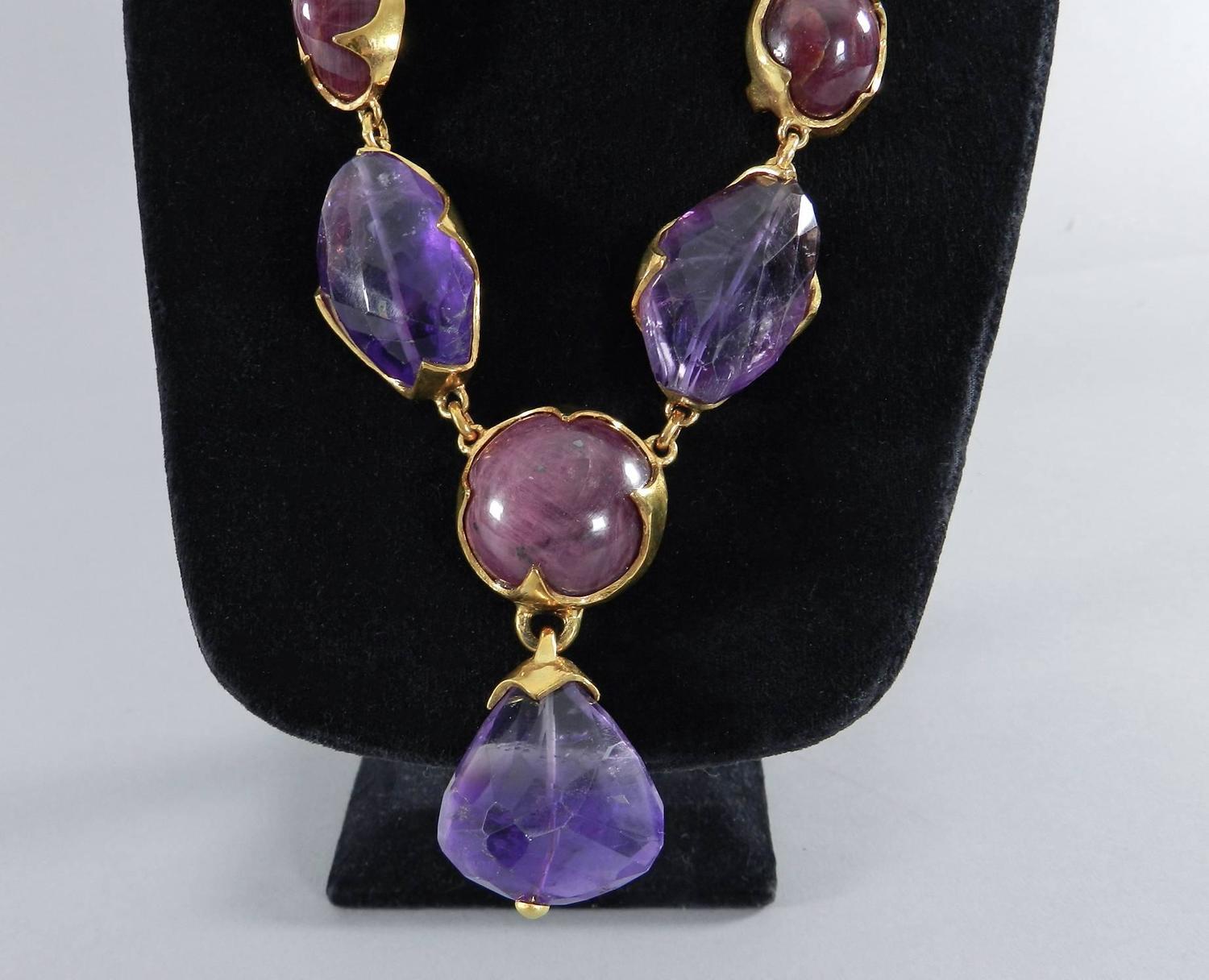 Vintage YSL Yves Saint Laurent Haute Couture Chunky Amethyst Necklace