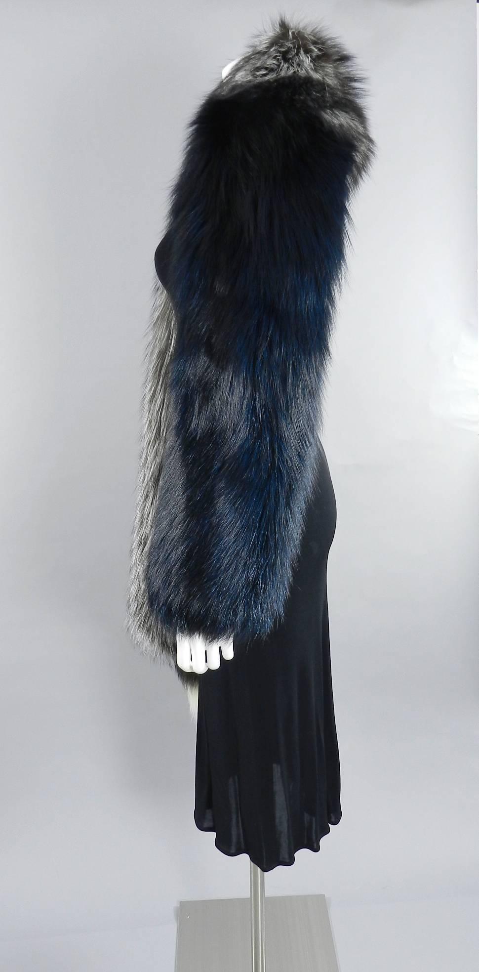 Lanvin fall 2010 Silver fox fur scarf / stole with 1 sleeve 1