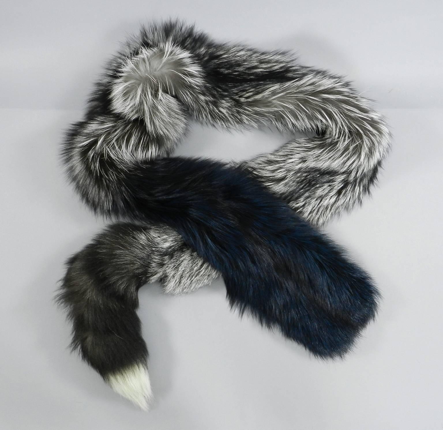 Lanvin fall 2010 Silver fox fur scarf / stole with 1 sleeve 2