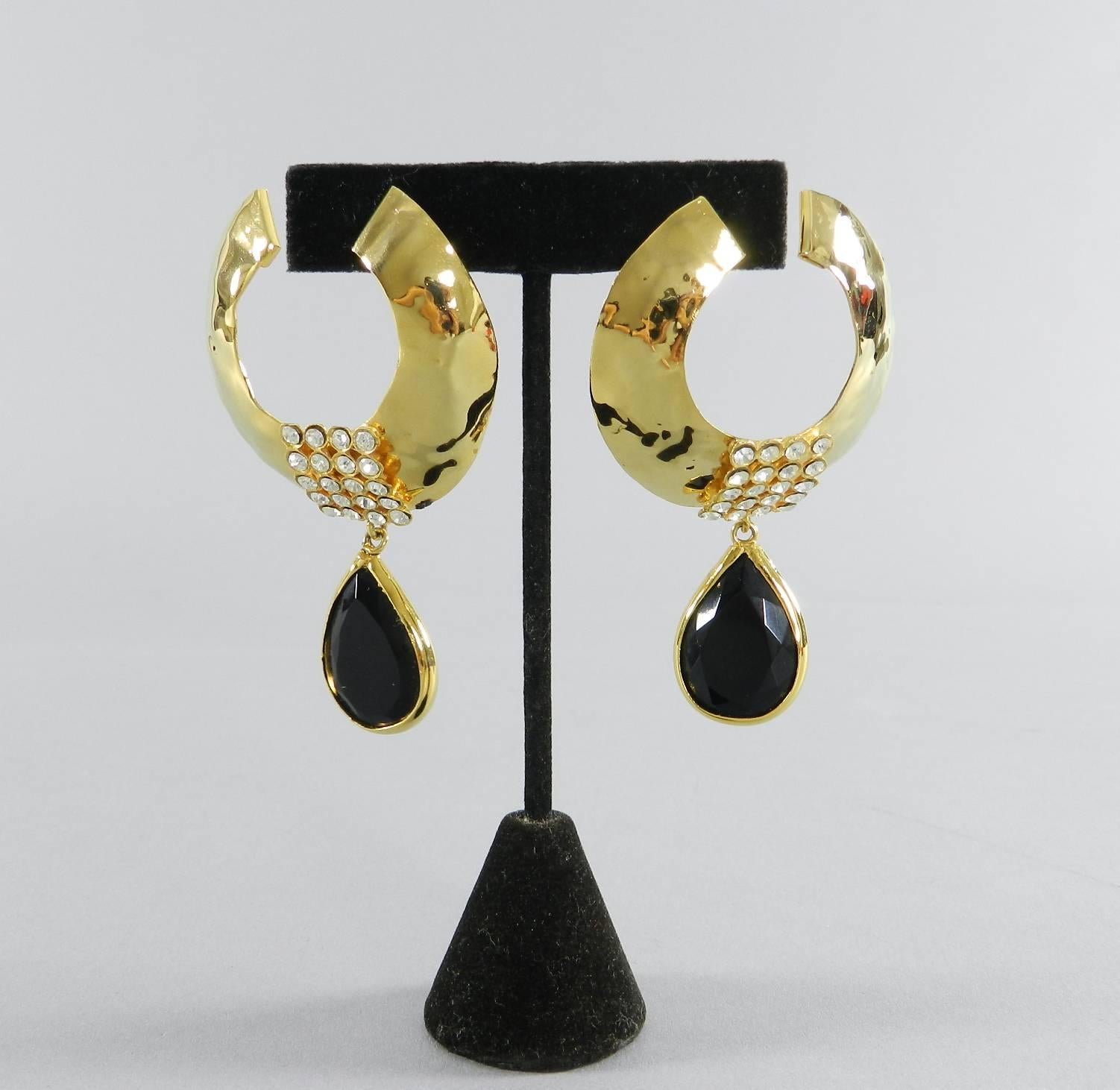 Women's VALENTINO night vintage 1980's Huge Gold Statement Earrings