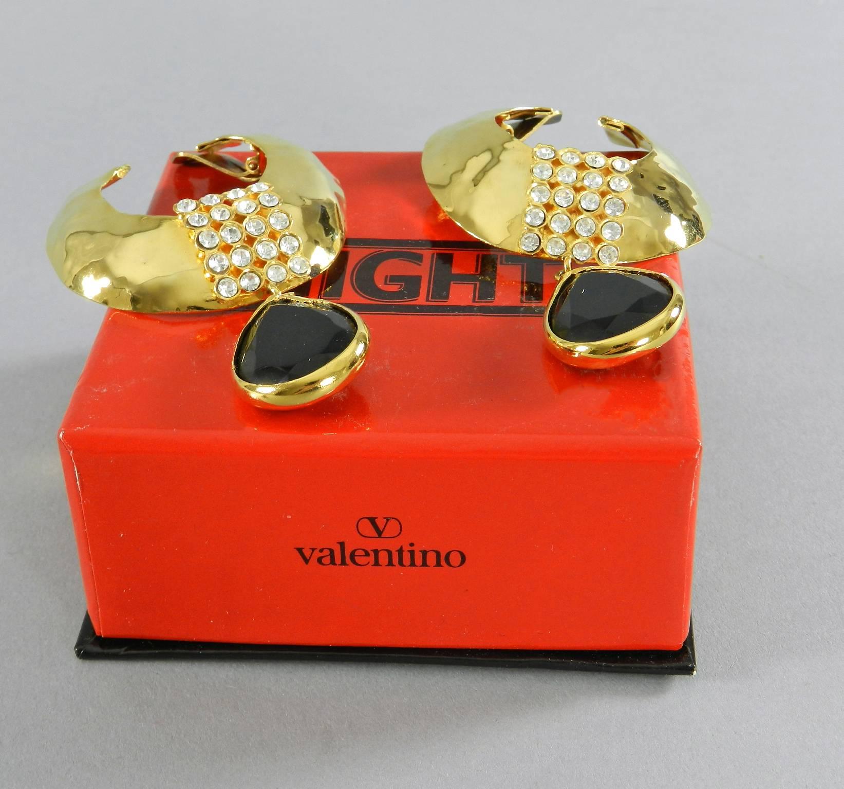 VALENTINO night vintage 1980's Huge Gold Statement Earrings 1