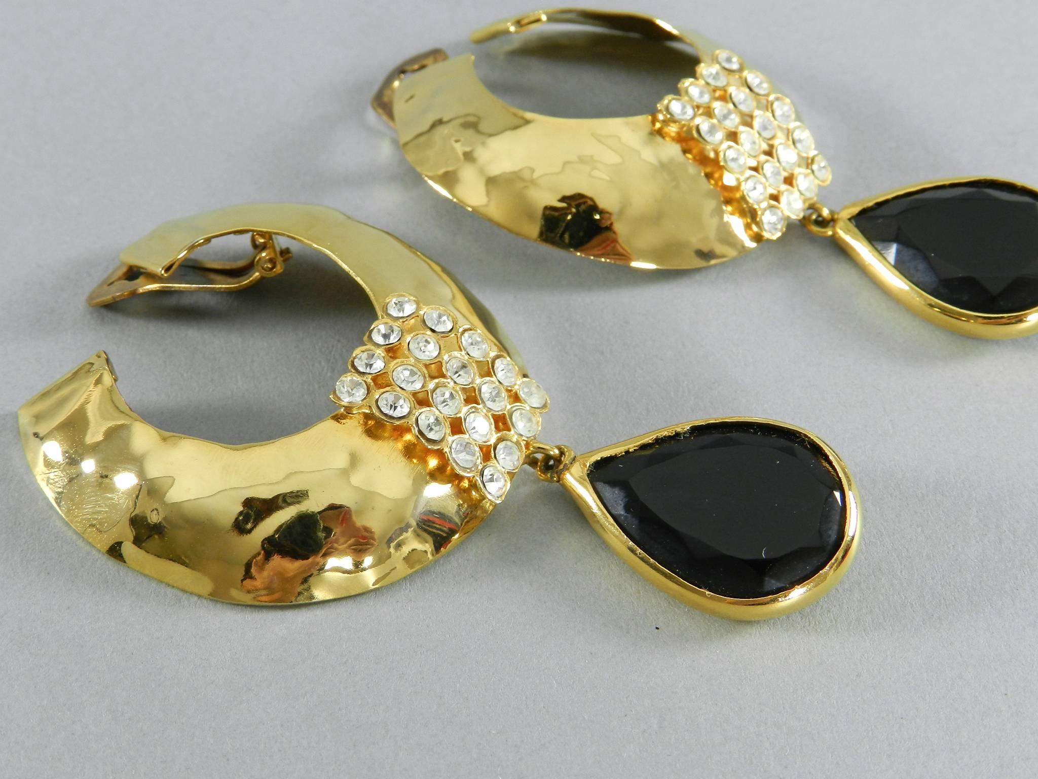 VALENTINO night vintage 1980's Huge Gold Statement Earrings 2