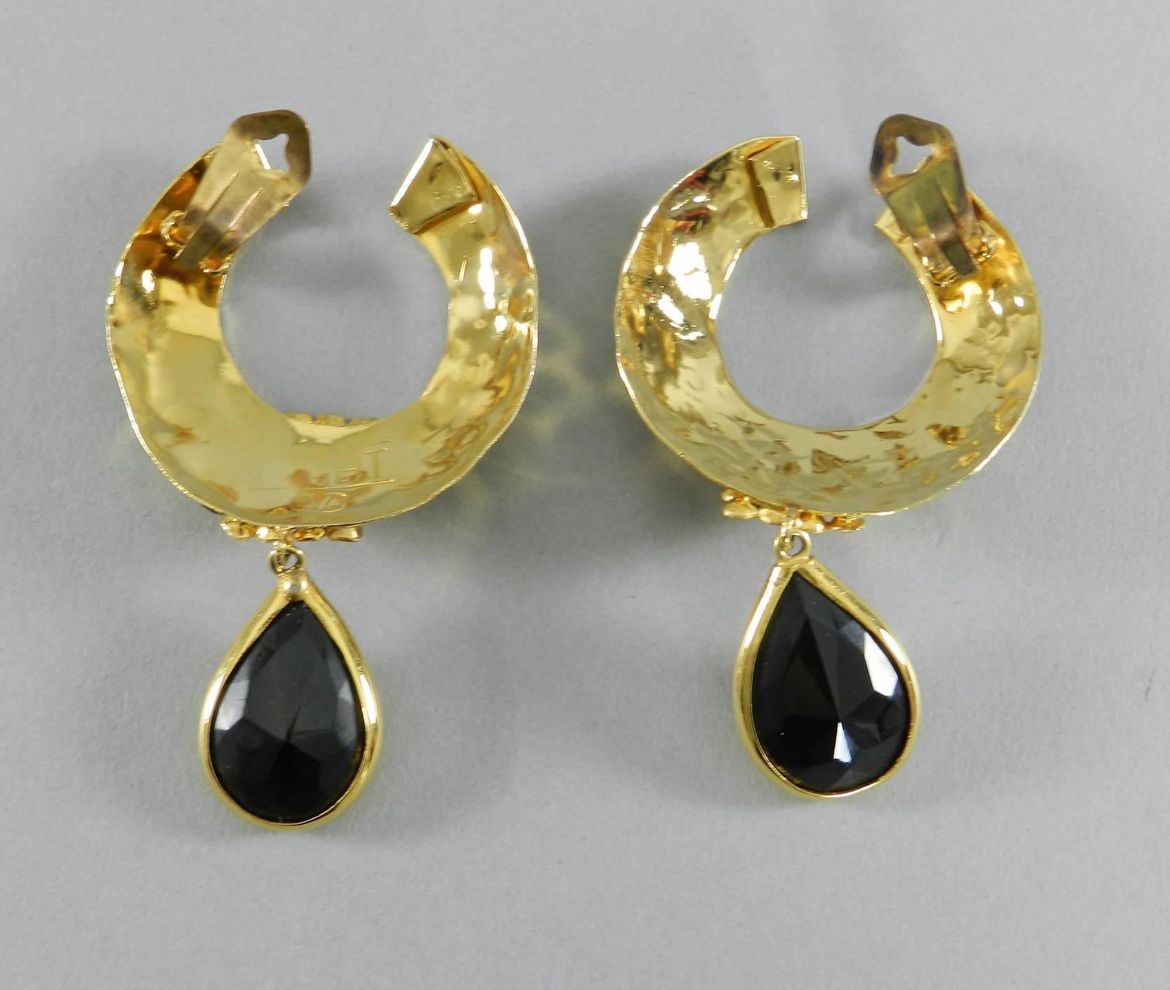 VALENTINO night vintage 1980's Huge Gold Statement Earrings 3