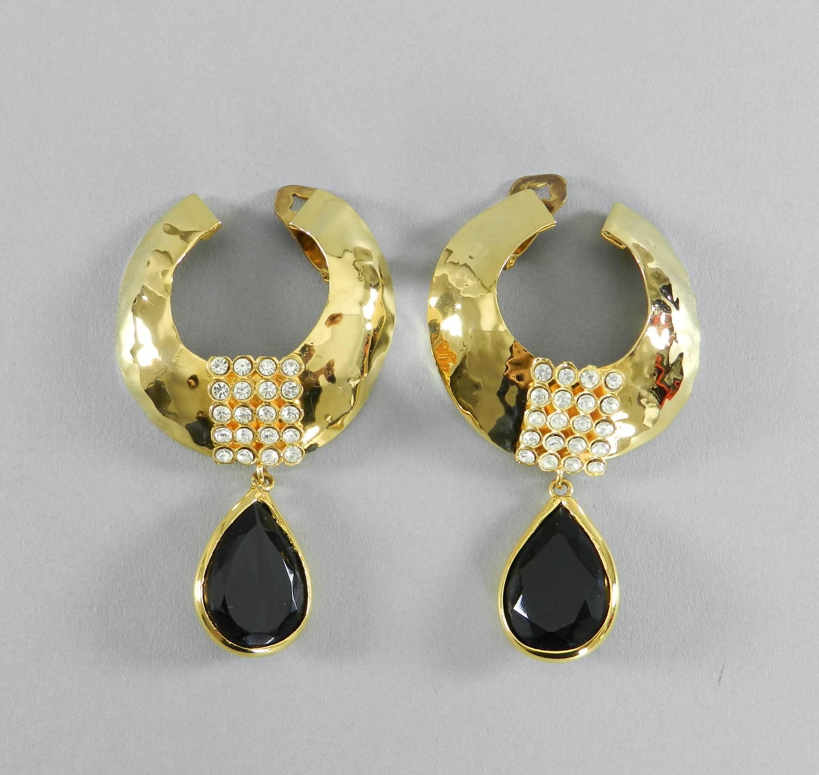 VALENTINO night vintage 1980's Huge Gold Statement Earrings 5