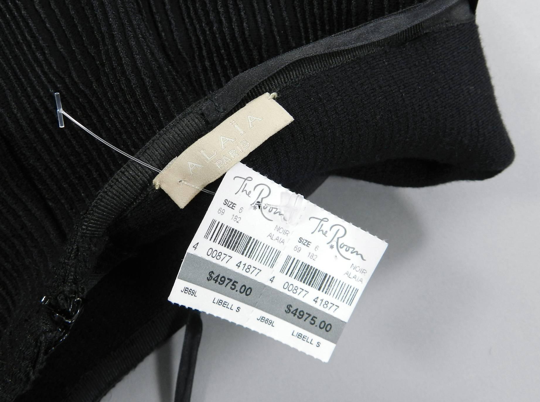 Women's Alaia Black Knit Long Ruffle Skirt