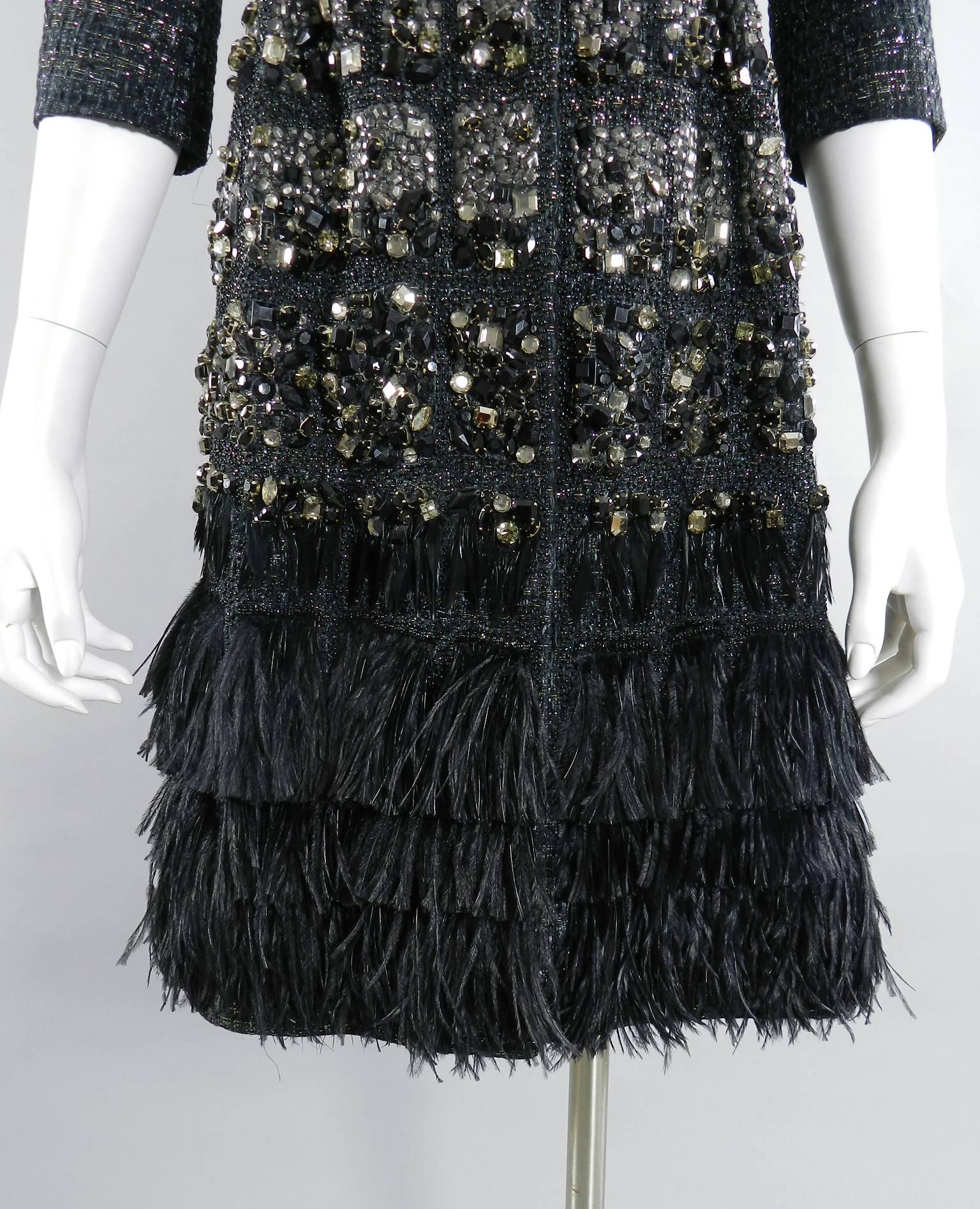 Giambattista Valli Haute Couture Crystal Beaded Feather Trim Jacket 3
