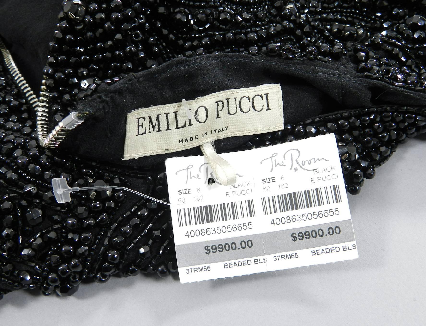 Emilio Pucci Fall 2013 Runway Heavily Beaded Black Evening Top / Shirt 1