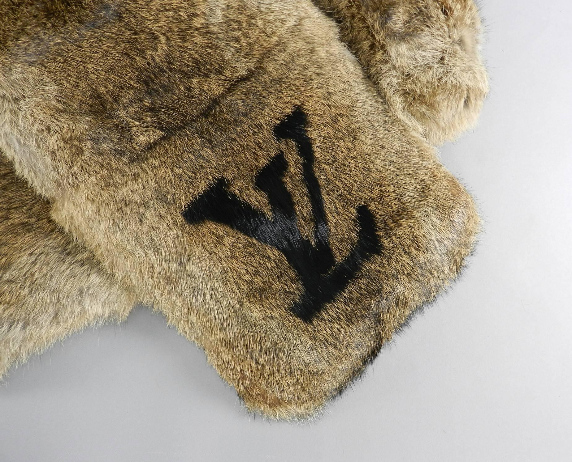 Louis Vuitton rabbit fur LV logo scarf. Limited edition runway item from the fall 2005 men's runway show. Can be worn unisex. Excellent clean condition. Measures 57