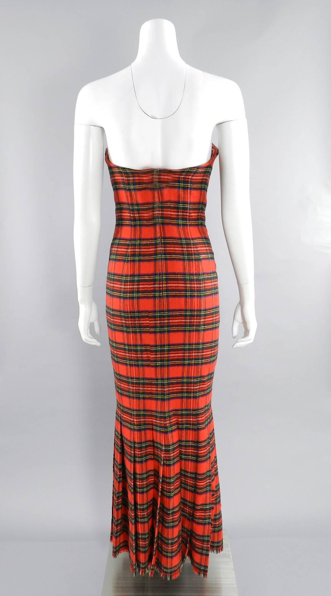 Isaac Mizrahi Fall 1989 Extreme Kilt Runway Dress - Red Plaid 1